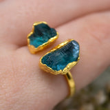 Apatite Double Ring in Gold Vermeil, UK O / US 7.25