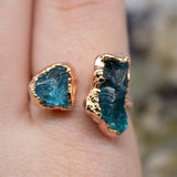 Apatite Double Ring in Rose Gold Vermeil, UK R / US 8.5