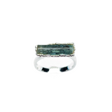 Aquamarine Bar Ring in Sterling Silver, UK L
