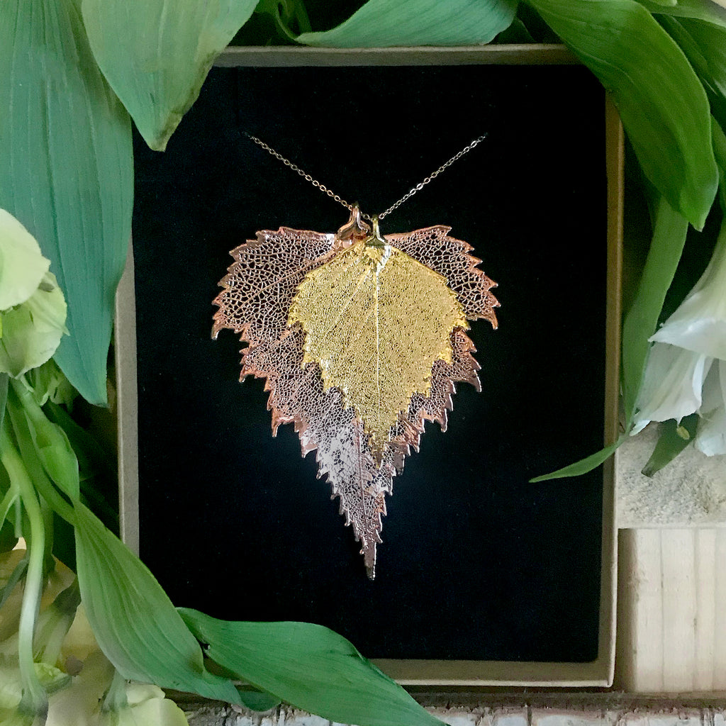 Birch Gold Plate and Rose Gold Plate Leaf Duo