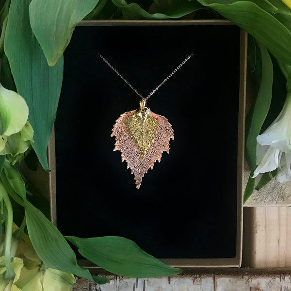 Birch Gold Plate and Rose Gold Plate Leaf Duo