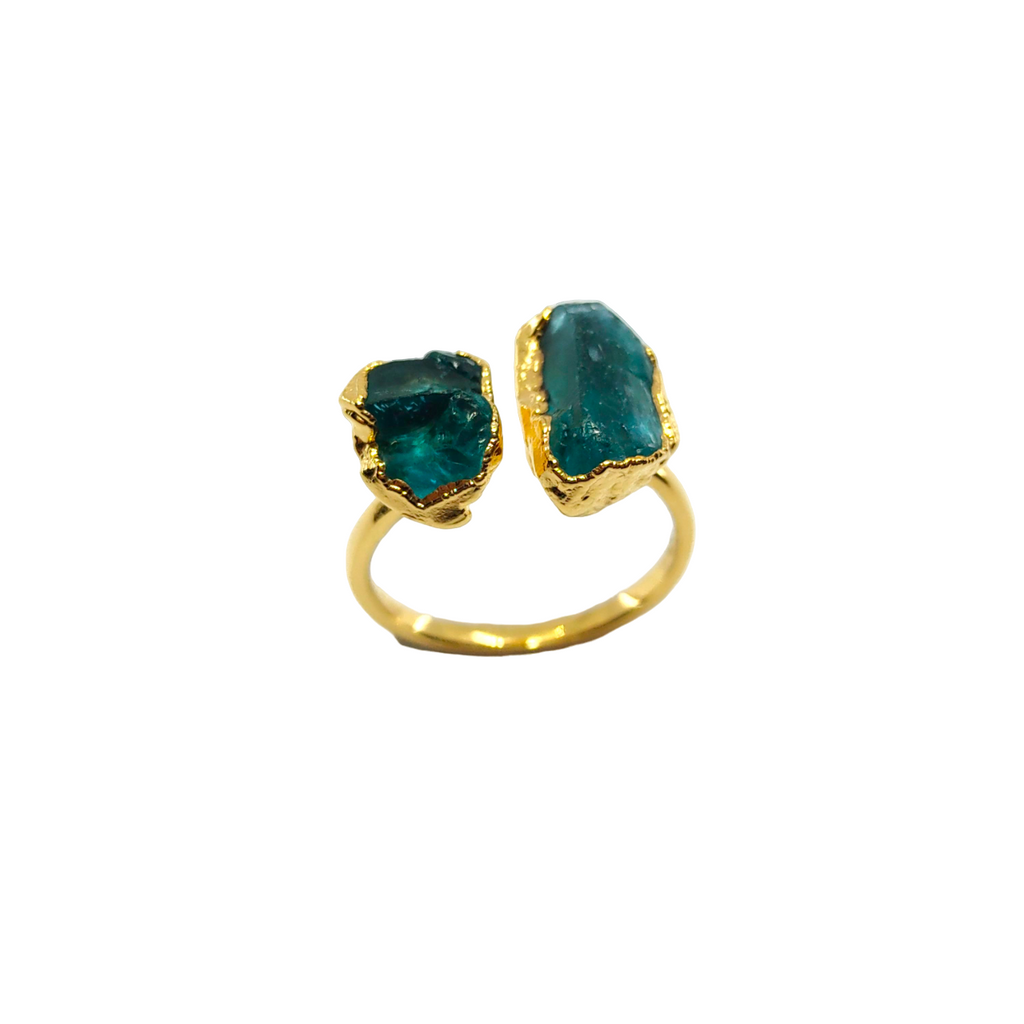 Apatite Double Ring in Gold Vermeil, UK O / US 7.25