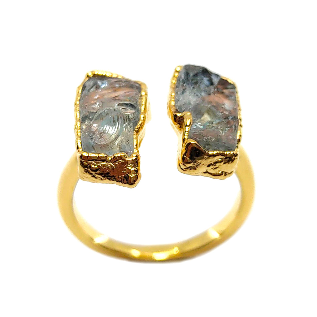 Aquamarine Double Ring in Gold Vermeil