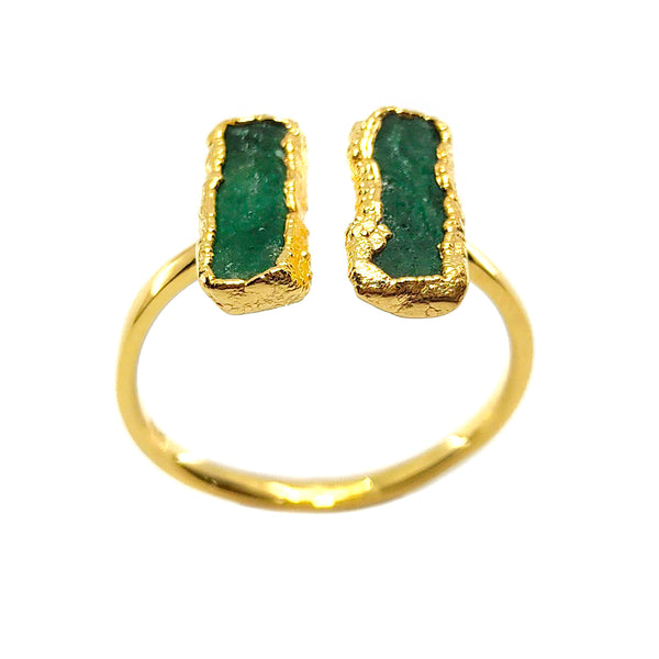 Emerald Double Ring in Gold Vermeil