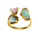 Ethiopian Opal Mini Triple Ring in Gold Vermeil, UK Q / US 8