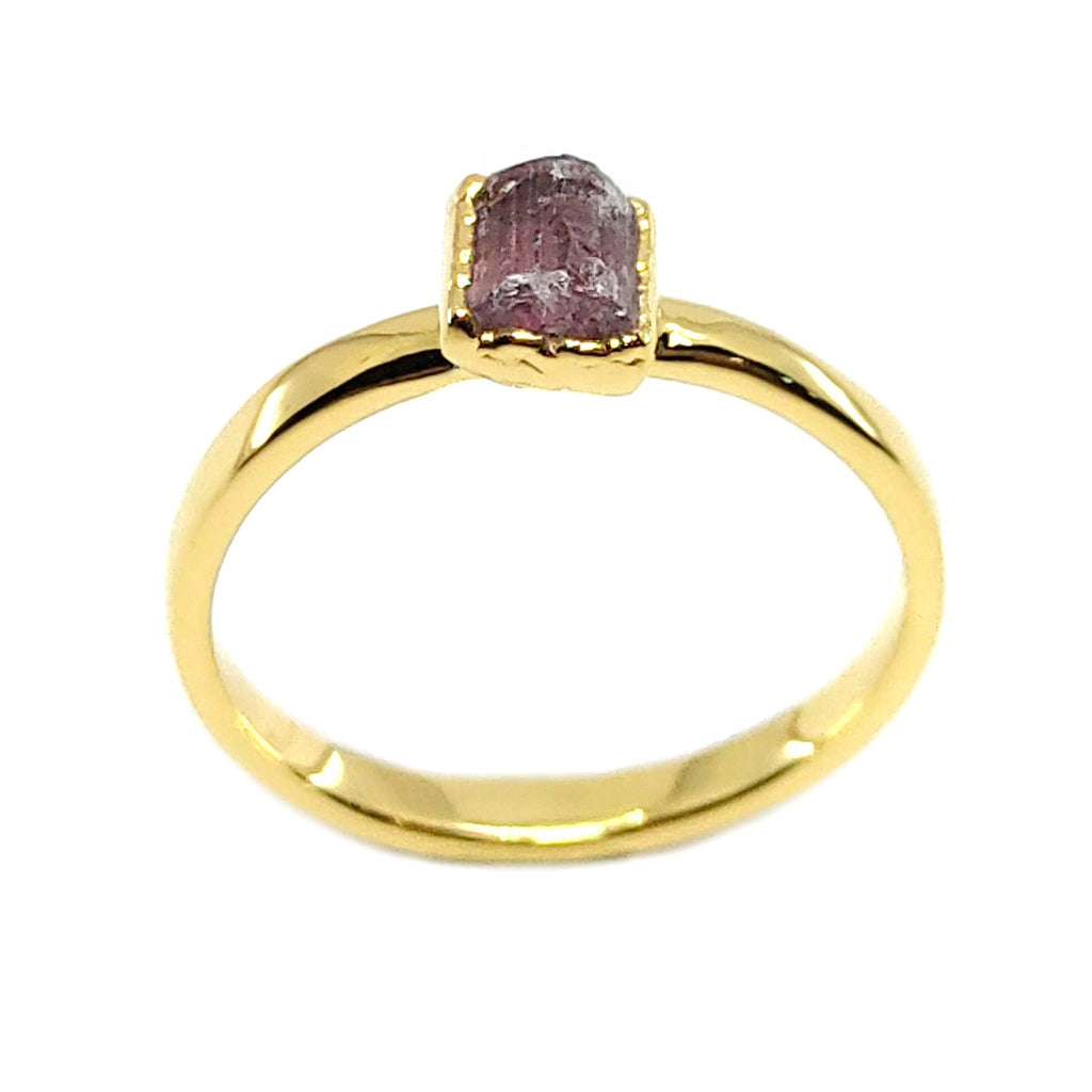 September | Pink Tourmaline Stacking Ring in Gold Vermeil