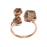 Herkimer Diamond Mini Triple Ring in Rose Gold Vermeil, UK S / US 9