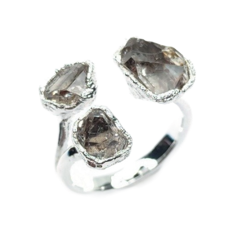 Herkimer Diamond Triple Ring in Sterling Silver