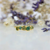 May & August | Emerald & Peridot Stacking Ring in Gold Vermeil