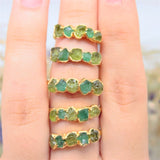 May & August | Emerald & Peridot Stacking Ring in Gold Vermeil