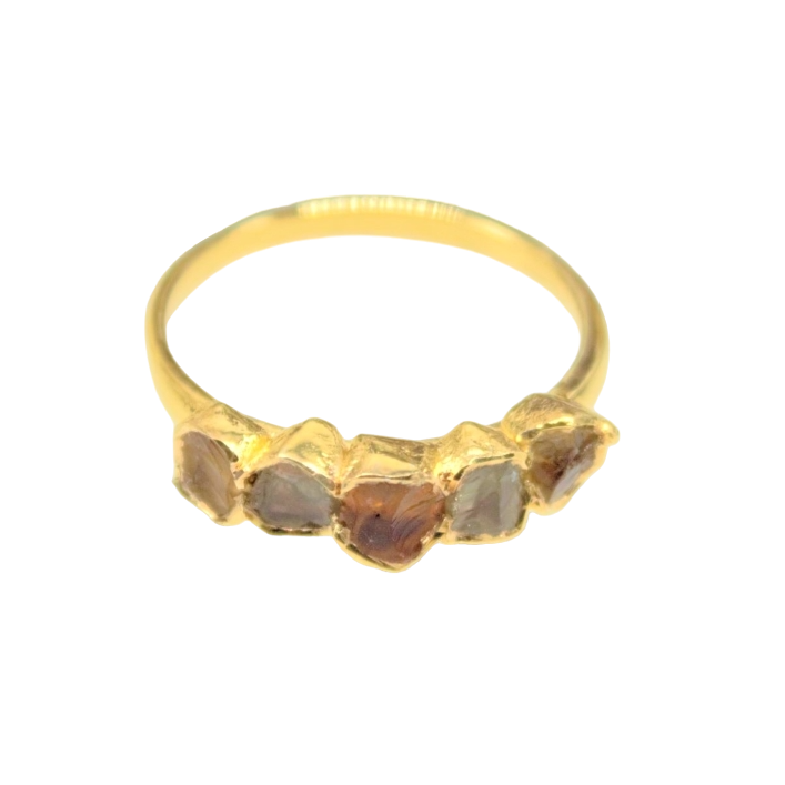 November | Citrine & Lemon Quartz Stacking Ring in Gold Vermeil