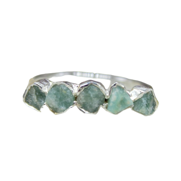 March | Amazonite Stacking Ring in Sterling Silver