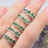 May | Emerald & Peridot Stacking Ring in Sterling Silver