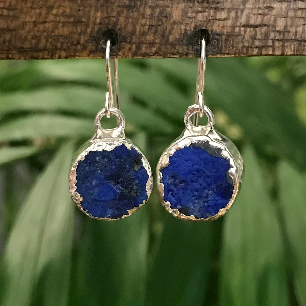 Silver Plate Lapis Lazuli Infinity Earrings