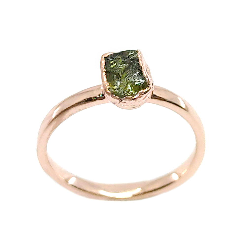 August | Peridot Stacking Ring in Rose Gold Vermeil