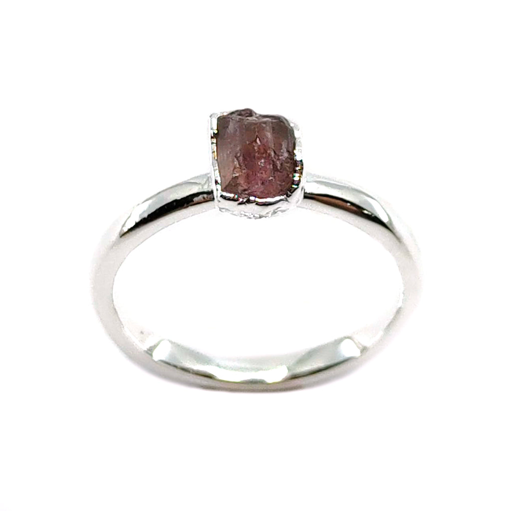 September | Pink Tourmaline Stacking Ring in Sterling Silver