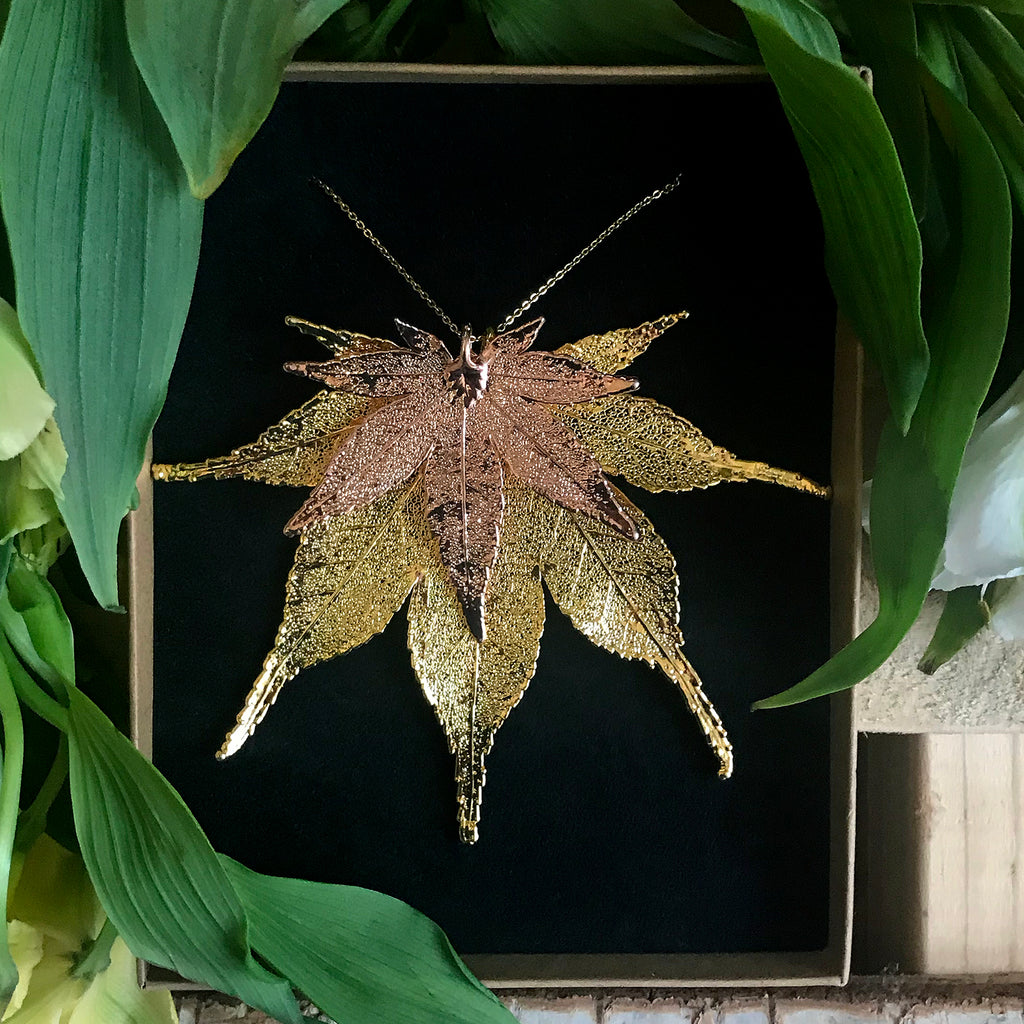 Japanese Maple Rose Gold Plate and Gold Plate Leaf Duo