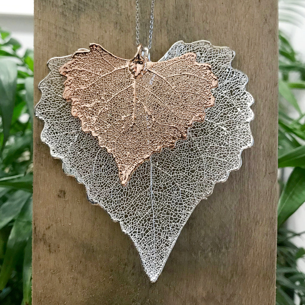 Cottonwood Rose Gold Plate and Silver Plate Leaf Duo