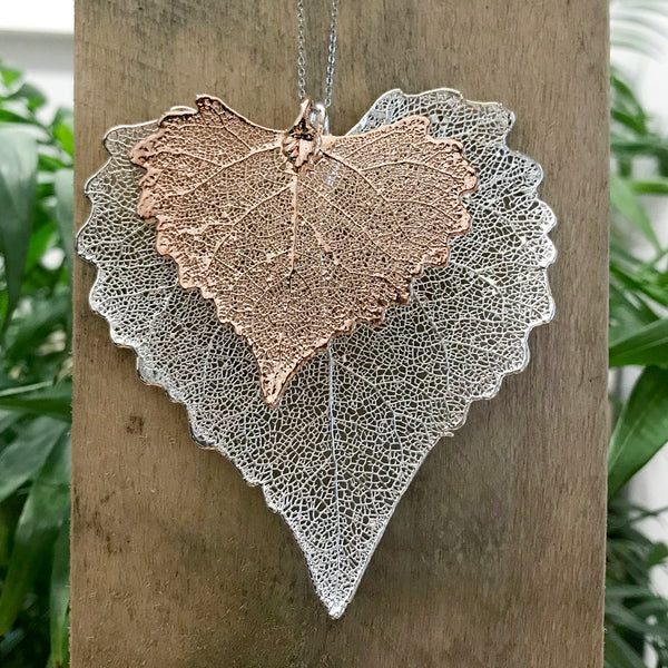 Cottonwood Rose Gold Plate and Silver Plate Leaf Duo