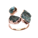 Aquamarine Triple Ring in Rose Gold Vermeil, UK Q - R