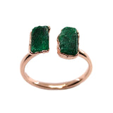 Emerald Double Ring in Rose Gold Vermeil