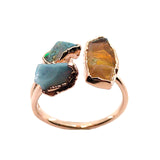 Ethiopian Opal Mini Triple Ring in Rose Gold Vermeil, UK R / US 8.5