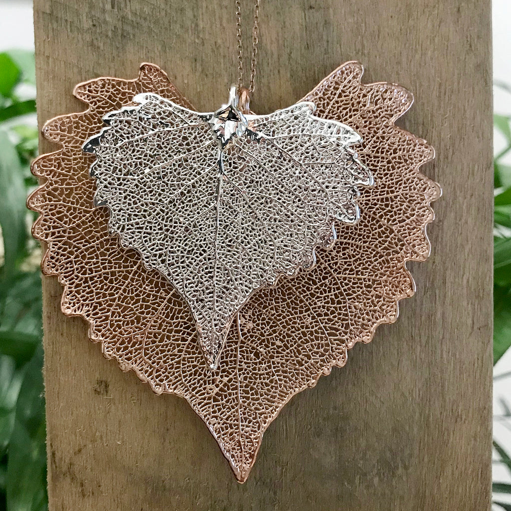 Cottonwood Silver Plate and Rose Gold Plate Leaf Duo