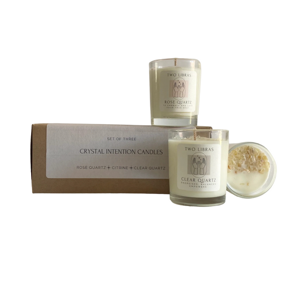 Set of 3 Mini Crystal Intention Candles in Gift Box