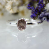January | Rose Quartz Stacking Ring in Sterling Silver