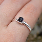 October | Black Tourmaline Stacking Ring in Sterling Silver