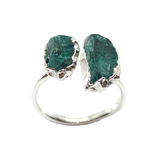 Apatite Double Ring in Sterling Silver, UK R / US 8.5