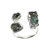 Aquamarine Triple Ring in Sterling Silver, UK O - P