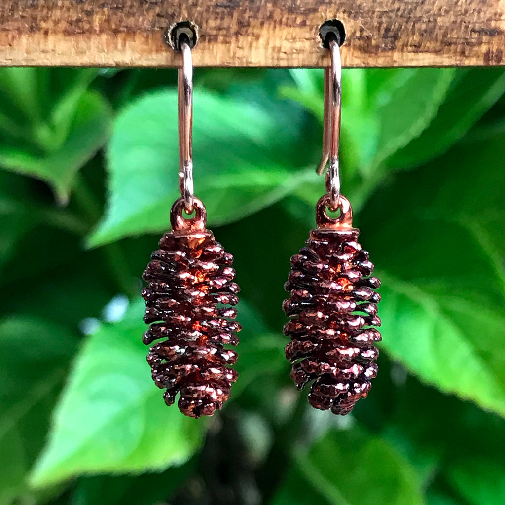 Pine Cone Autumn Copper Earrings