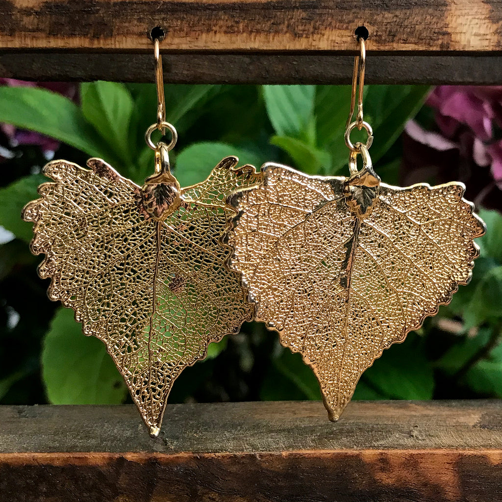 Cottonwood Gold Plate Leaf Earrings