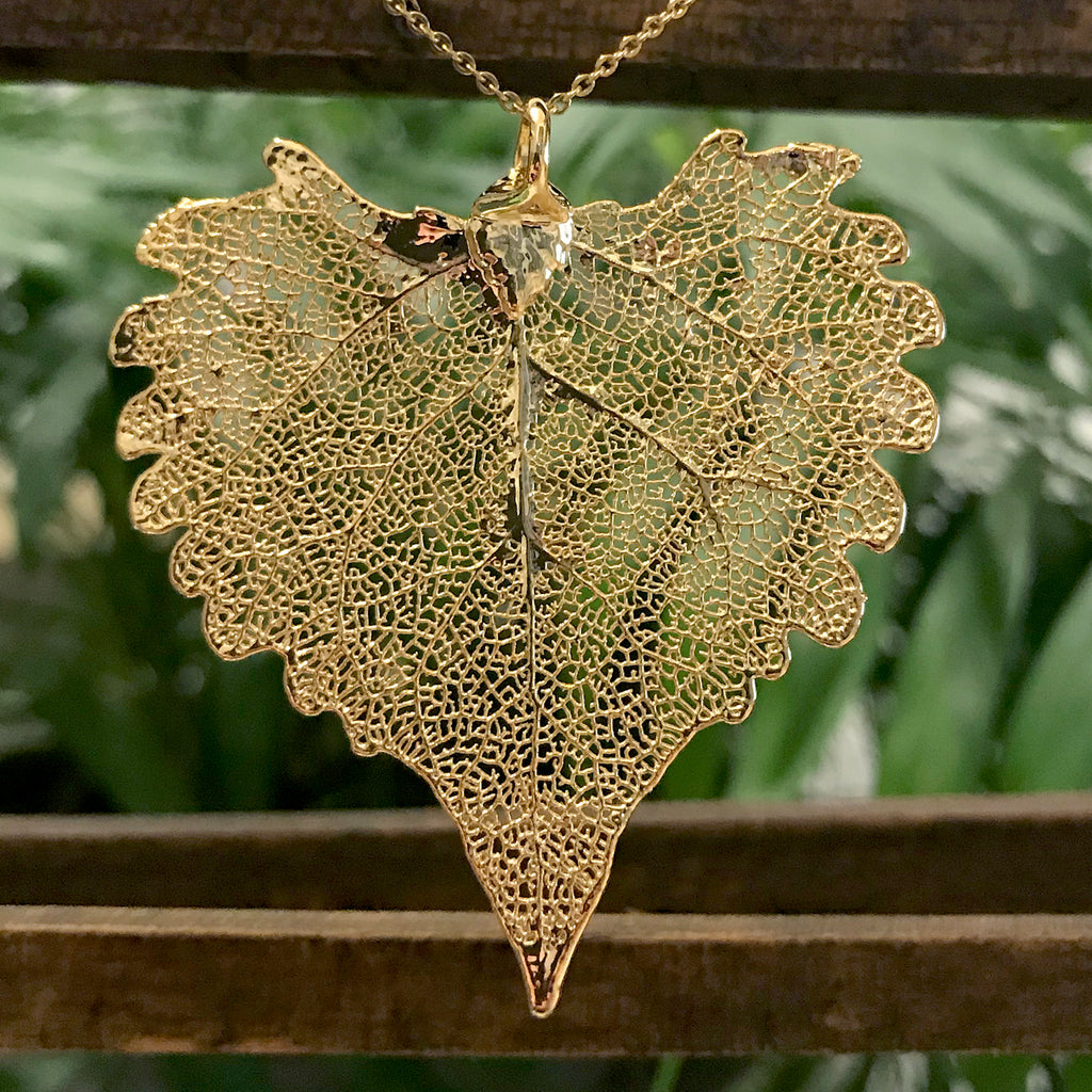 Cottonwood Gold Plate Leaf Pendant