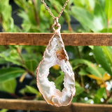 Rose Gold Plate Agate Geode Pendant