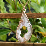 Rose Gold Plate Agate Geode Pendant