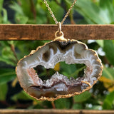 Gold Plate Agate Geode Necklace