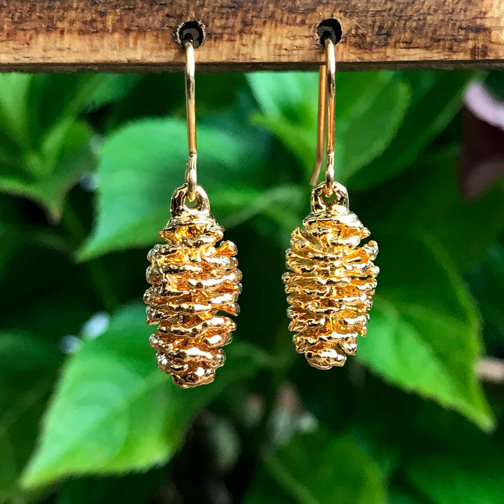 Pine Cone Gold Plate Earrings