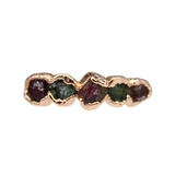 October | Green and Pink Tourmaline Stacking Ring in Rose Gold Vermeil, UK M 1/2 / US 6 1/2