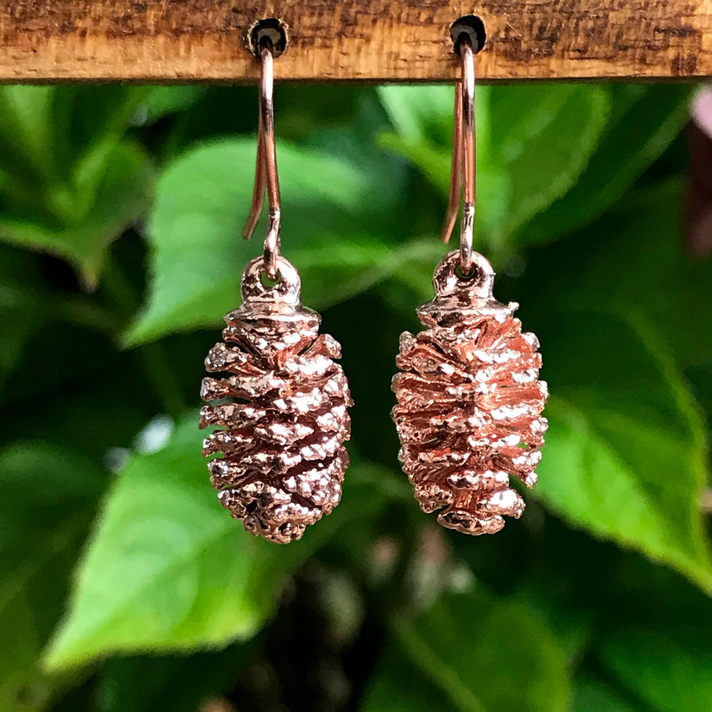 Pine Cone Rose Gold Plate Earrings
