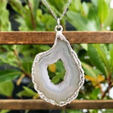 Silver Plate Agate Geode Pendant