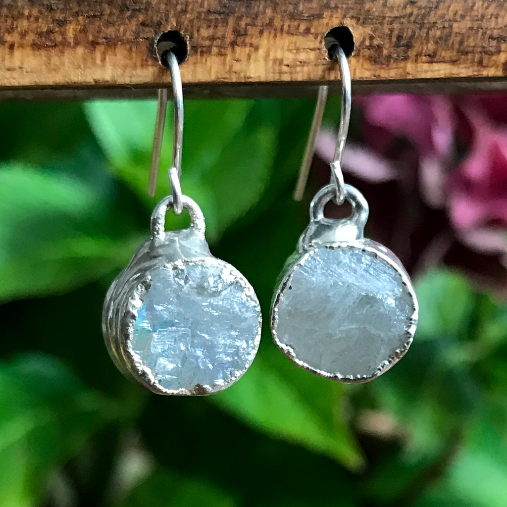 Silver Plate Moonstone Infinity Drop Earrings