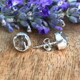 Silver Rose Quartz Infinity Stud Earrings